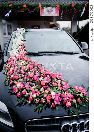 Garland of pink and white roses decorates Garland of pink and white roses decorates 29379032