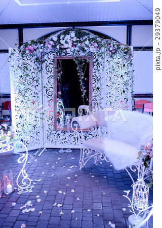 White couch with steel design  29379049