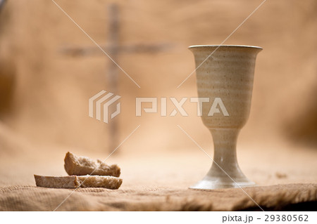 Chalice Of Wine With Bread On The Burlap 29380562
