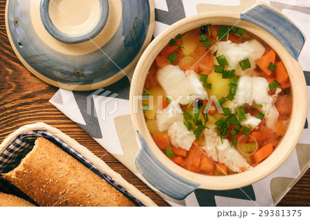 Clear fish soup with vegetables. Clear fish soup with vegetables. 29381375