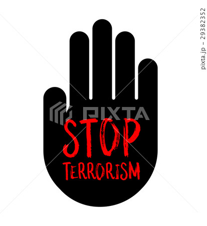 Stop terrorism  in black hand. 29382352