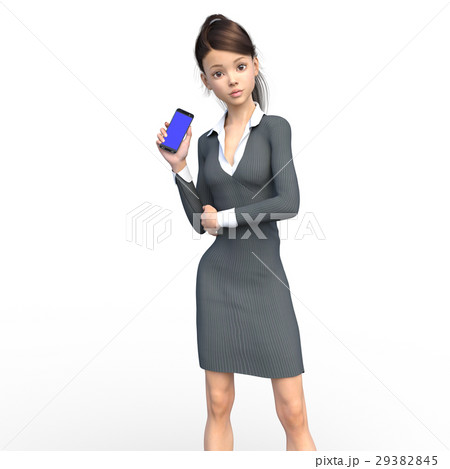 スマホを持つ若い女性 perming3DCG イラスト素材 スマホを持つ若い女性 perming3DCG イラスト素材 29382845