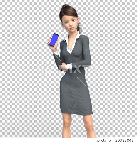 スマホを持つ若い女性 perming3DCG イラスト素材 スマホを持つ若い女性 perming3DCG イラスト素材 29382845