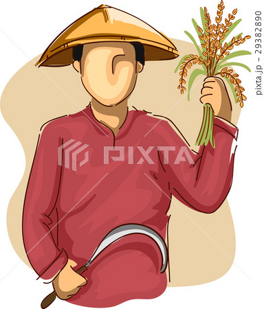 Man Farmer Scythe Wheat 29382890