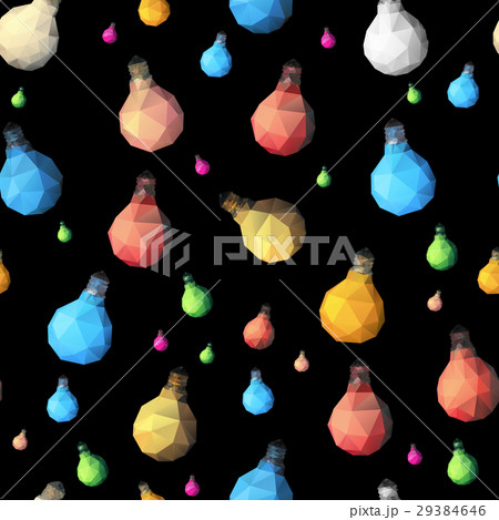 low poly light bulb. Seamless pattern 29384646