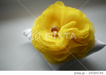 diamond ring on yellow flower. Wedding accessories diamond ring on yellow flower. Wedding accessories 29384744