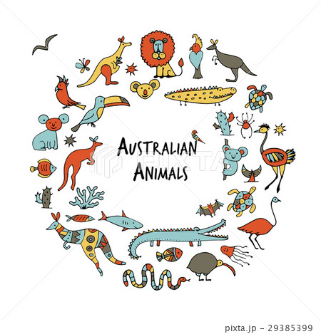 Australian animals set, sketch for your design Australian animals set, sketch for your design 29385399