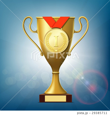 Golden cup and medal for the victory. Golden cup and medal for the victory. 29385711