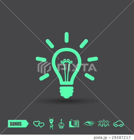 Pictograph of light bulb . Green neon color 29387217