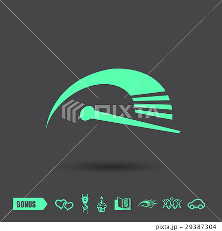 Pictograph of speedometer . Green neon color Pictograph of speedometer . Green neon color 29387304