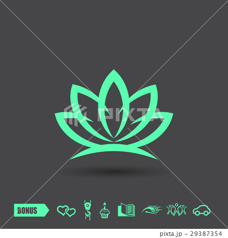 Pictograph of lotus . Green neon color 29387354