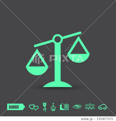 Pictograph of justice scales . Green neon color 29387355