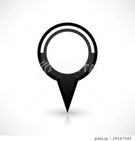 Black map pin icon flat round location signのイラスト素材 [29387995] - PIXTA