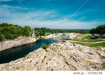 Old House Near Ancient Roman aqueduct of Pont du 29388186