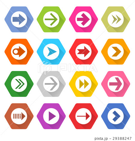 Flat arrow icon set hexagon web button 29388247
