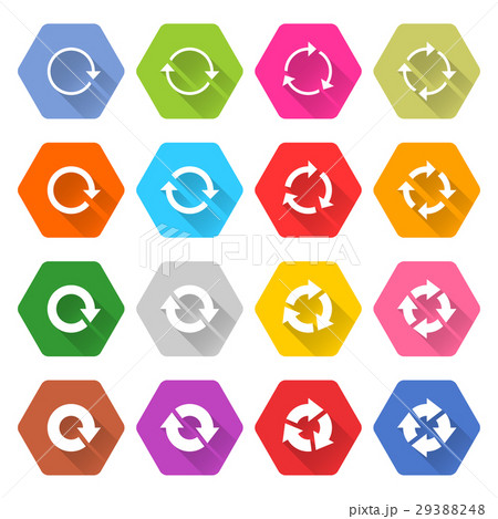 Flat arrow reload icon hexagon web button 29388248