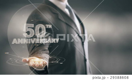 Fifty 50th Anniversary Businessman Holding in Hand 29388608