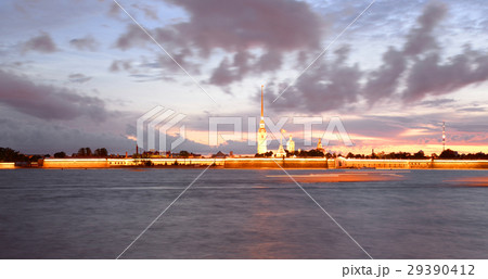 Peter and Paul Fortress before sunrise. 29390412