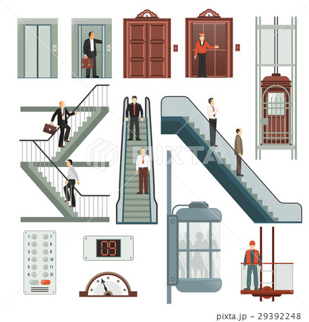 Elevator And Stairs Setのイラスト素材
