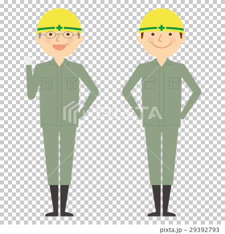 ヘルメット　男性　全身　働く人々　イラスト 29392793