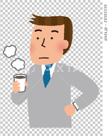 コーヒーを飲む男性社員のイラスト素材