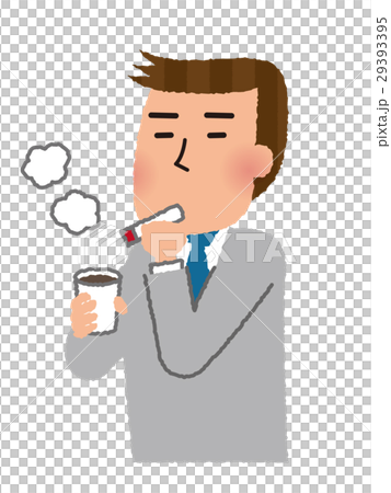 タバコを吸いコーヒーを飲む男性社員 29393395