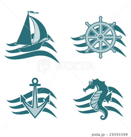 Set of logos on the theme of the sea 29393399