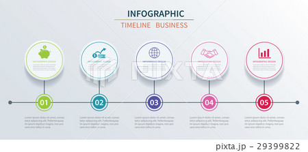 Business infographics template 5 data with circle. 29399822