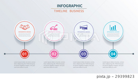 Business infographics template 4 data with circle. 29399823