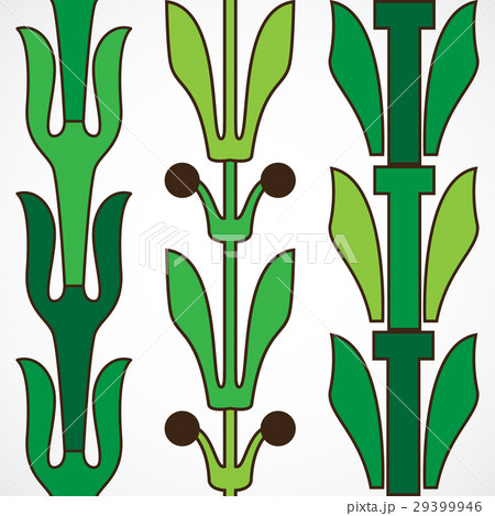 Vintage decorative set green floral pattern  29399946