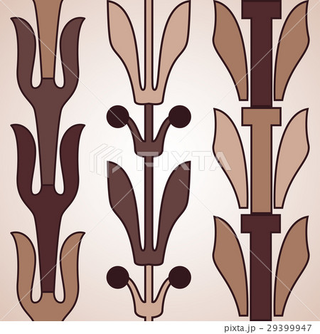 Vintage decorative set brown floral pattern  29399947