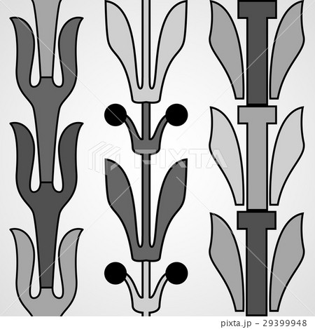 Vintage decorative set monochrome floral pattern  29399948