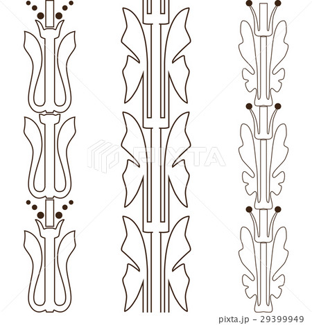 Vintage decorative set outline floral pattern 29399949