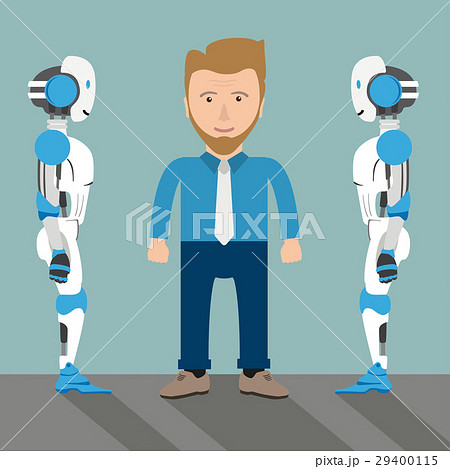 Cartoon Businessman 2 Robots Cartoon Businessman 2 Robots 29400115