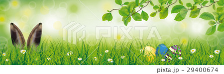 Spring Hare Easter Eggs Grass Beech Twigs Header 29400674