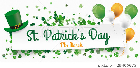 St Patricks Day Paper Banner Shamrocks Balloons 29400675