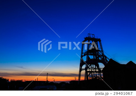 宮原坑の日没後夜景　大牟田　世界遺産 29401067