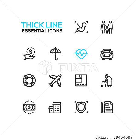 Insurance - modern vector single thick line icons Insurance - modern vector single thick line icons 29404085