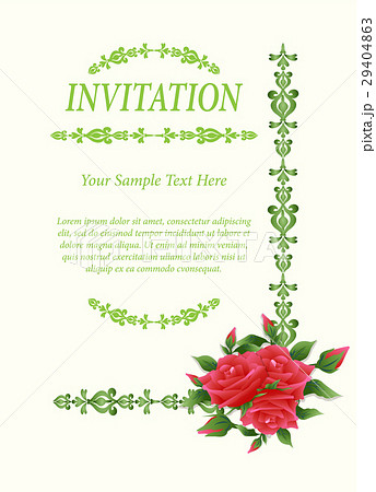 Invitation card, wedding card with rose flower Invitation card, wedding card with rose flower 29404863