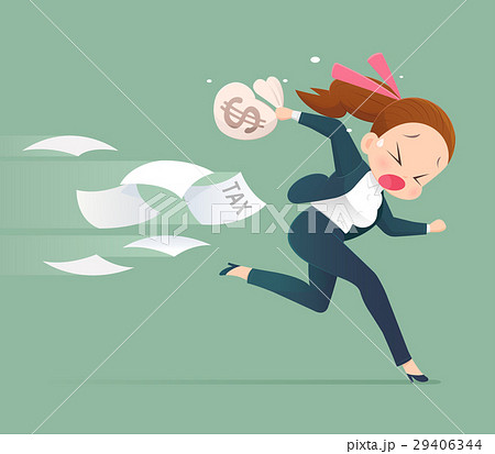 Businessman running away from tax Businessman running away from tax 29406344