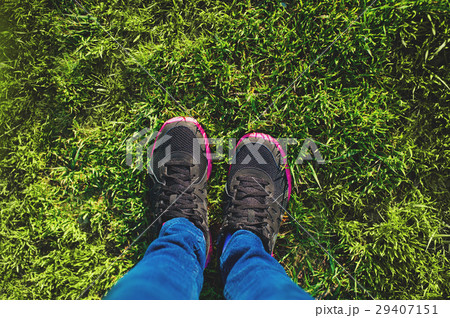 Healthy lifestyle runner girl running shoes selfie Healthy lifestyle runner girl running shoes selfie 29407151