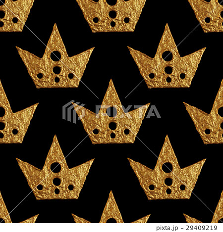 Crown pattern. Hand painted seamless background. 29409219