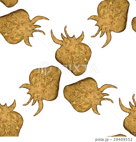 Gold strawberry seamless pattern. Berry texture. 29409552