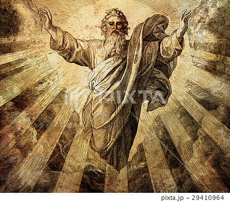 God creator creating the world, graphic collage 29410964
