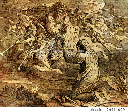 Moses receiving the ten commandments from God Moses receiving the ten commandments from God 29411000