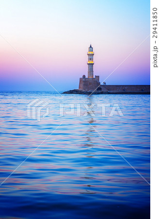 lighthouse of Chania at pink sunset, Crete 29411850