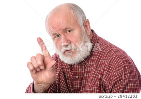 Senior man asking to focus with his forefinger 29412203
