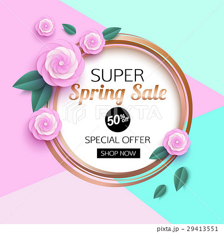 Spring sale background with pink flowers round Spring sale background with pink flowers round 29413551