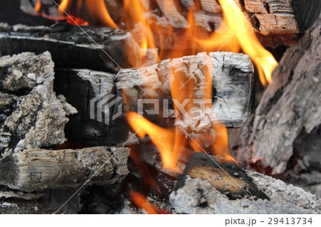 Bright burning fire of wood at fireplace 20443 29413734