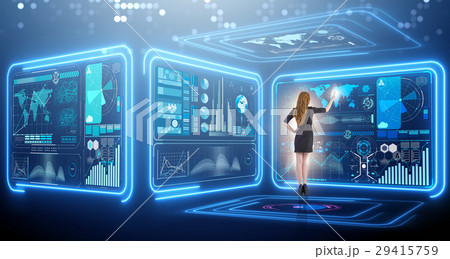 Businessman in big data management concept Businessman in big data management concept 29415759